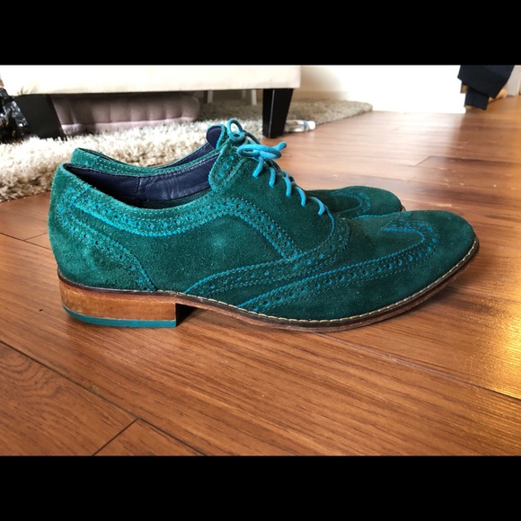 NIKE AIR & COLE HAAN TURQUOISE SUEDE OXFORDS - Picture 6 of 7